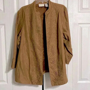 Alfred Dunner Tan Blazer with Lace Detail